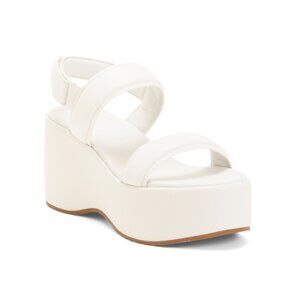 CHOCOLAT BLU White Leather Kande Wedge Sandals